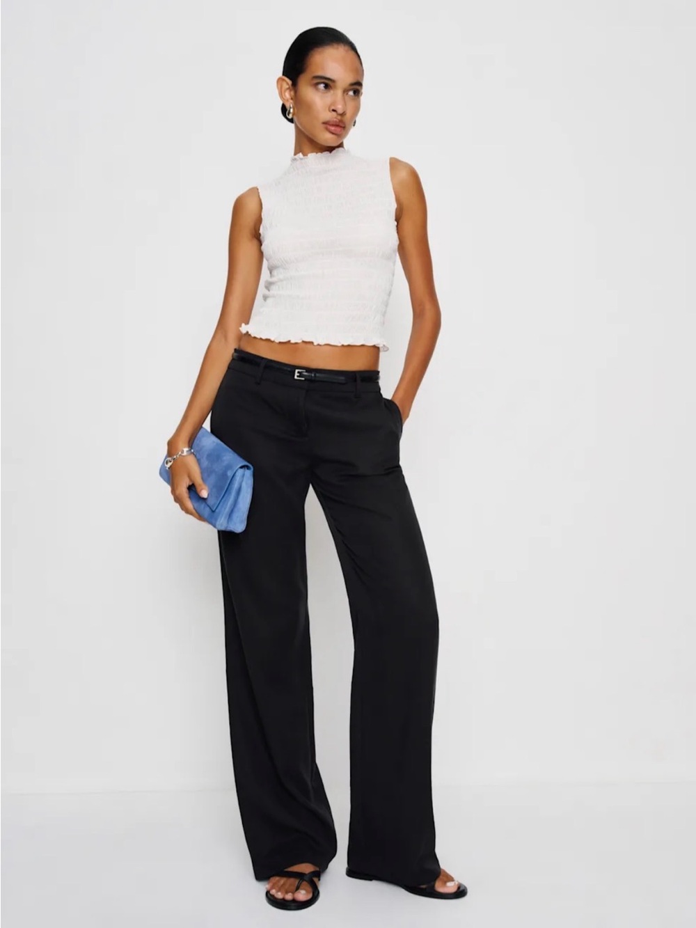 REFORMATION Gisele Low Rise Pants in Black 2